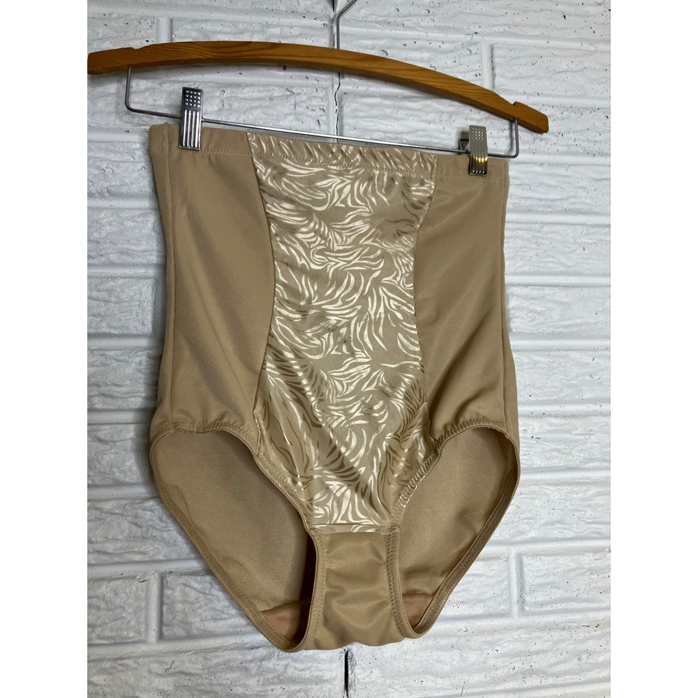 Maidenform Shapewear Briefs Womens Large Beige Excellent High Waist Jacquard